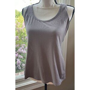 Athleta Tank Top Size Medium‎ M Silver Metallic Racerback Stretch Shine